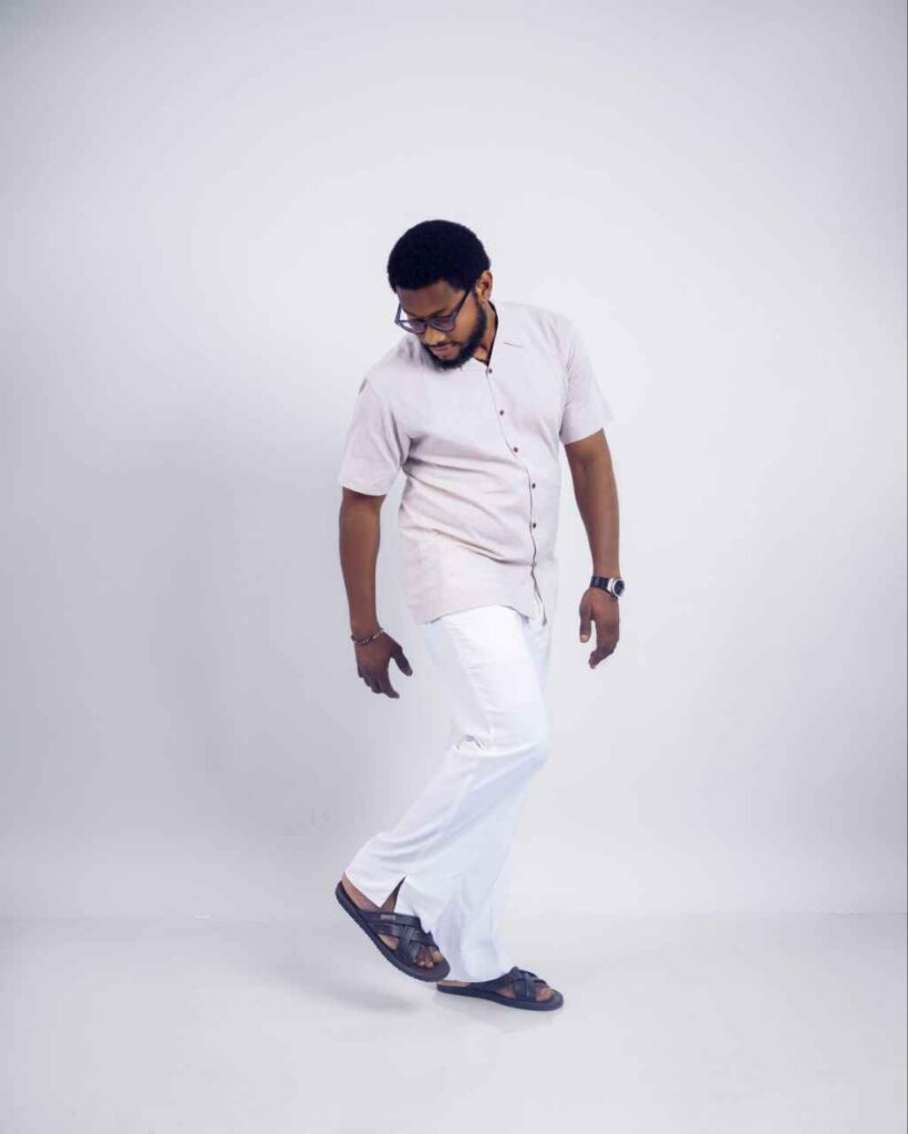 Beige and Off-white two-piece Cuban collar shirt paired with palazzo pants 2