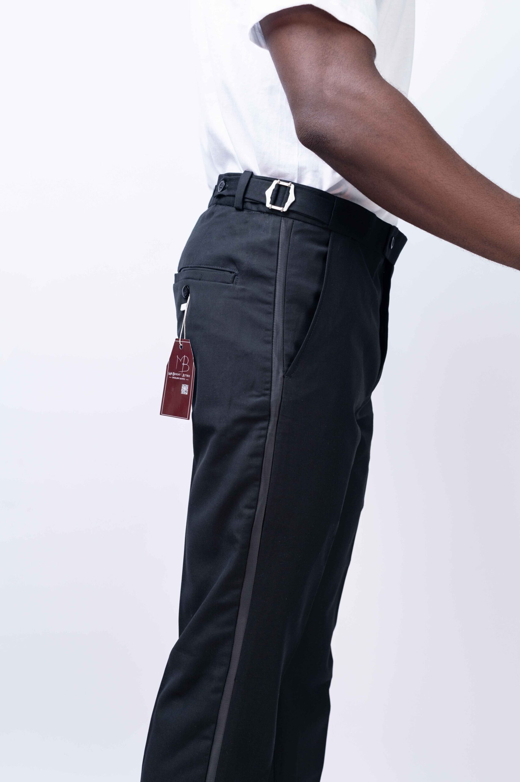 Black Beltless Tuxedo Pants