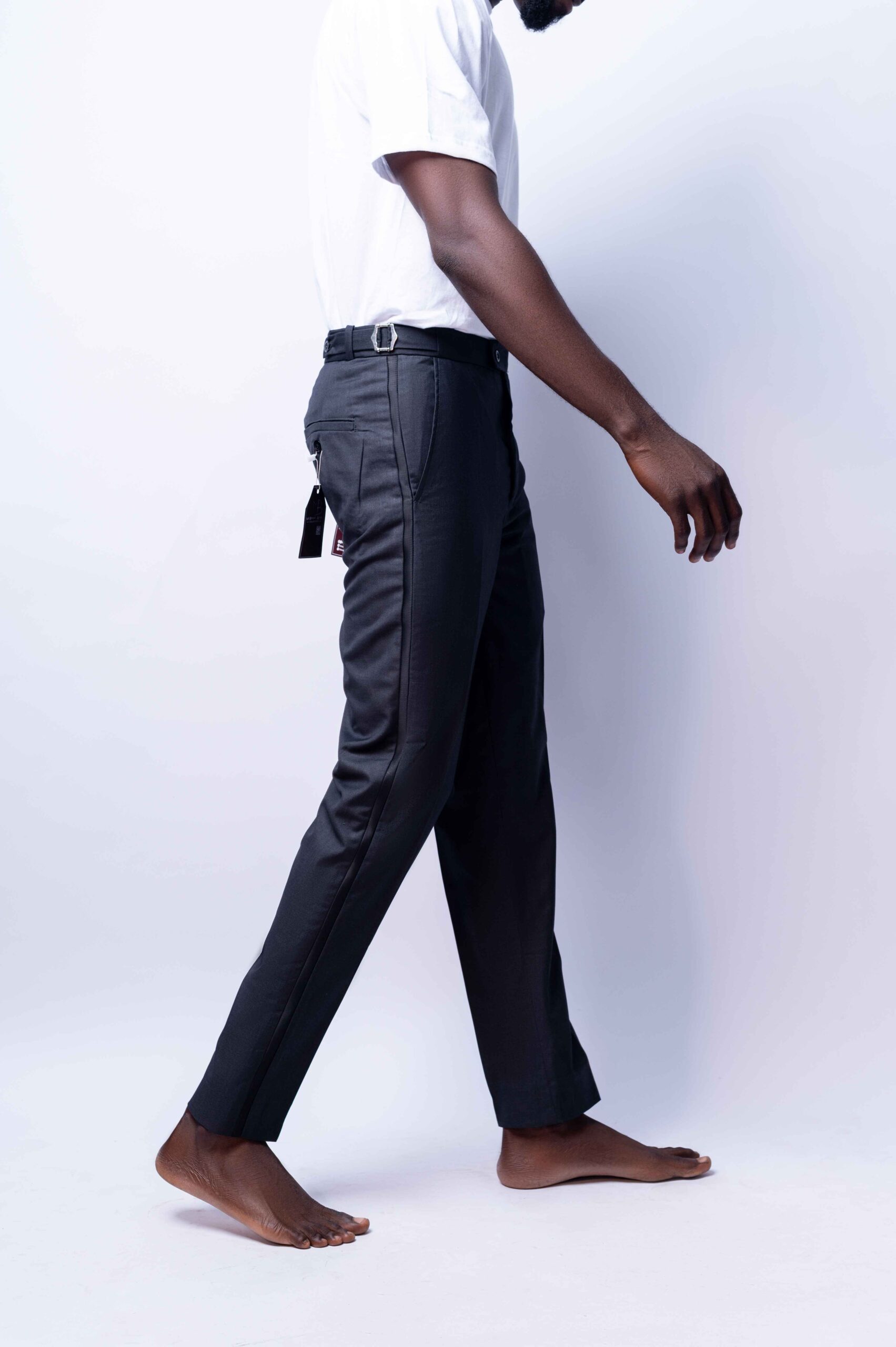 Grey Beltless Tuxedo Pants