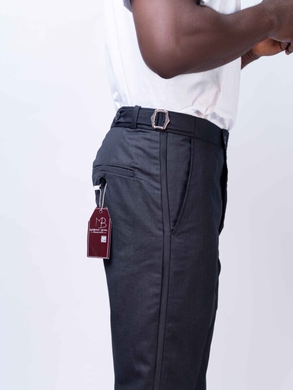 Grey Beltless Tuxedo Pants