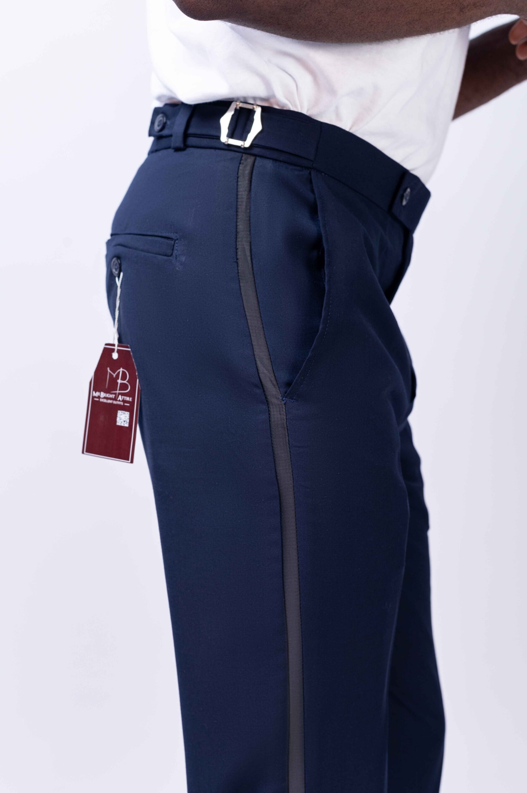 Navy-blue Beltless Tuxedo Pants