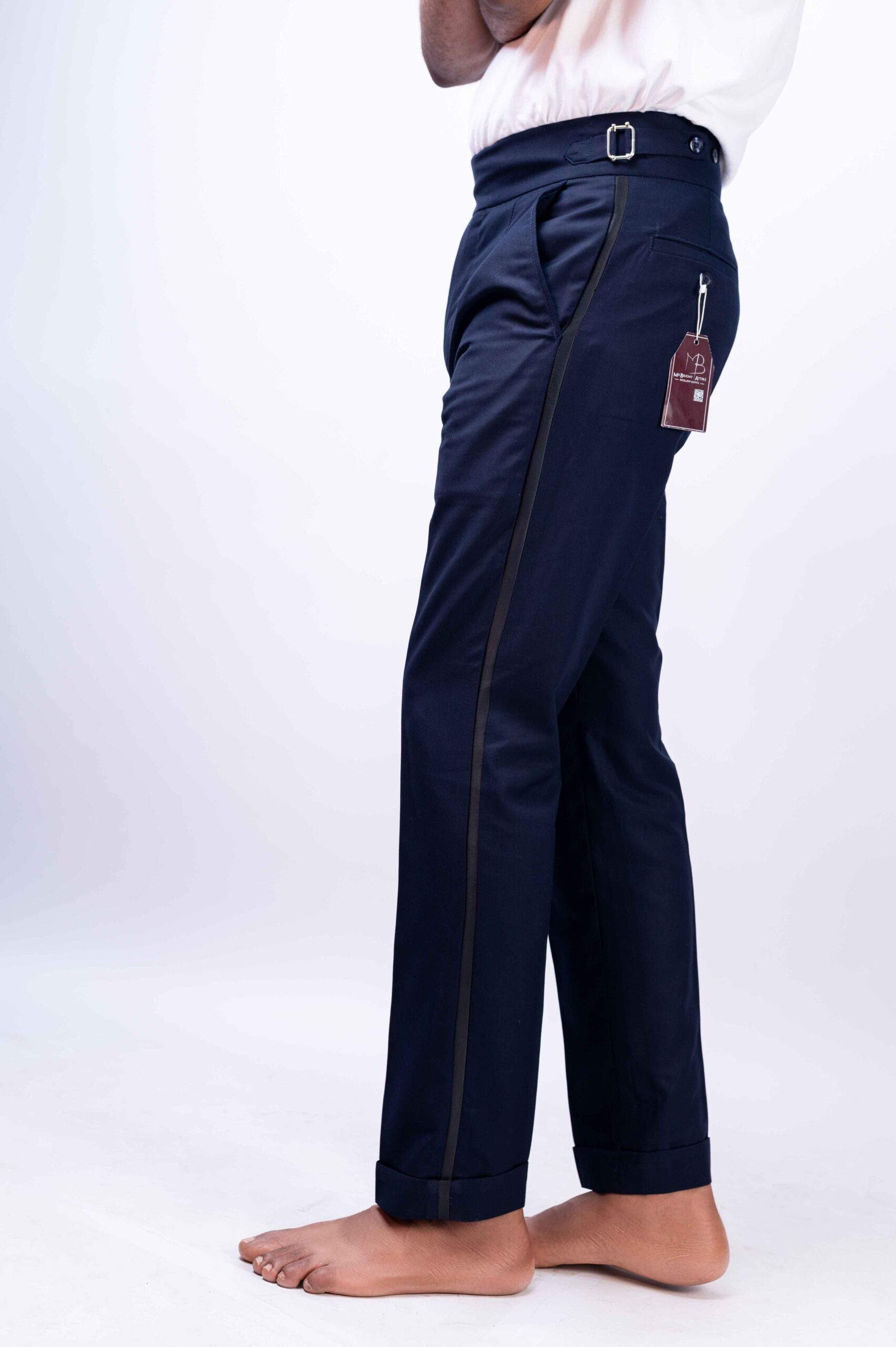 Navy-blue High-waist & Tuxedo Pants