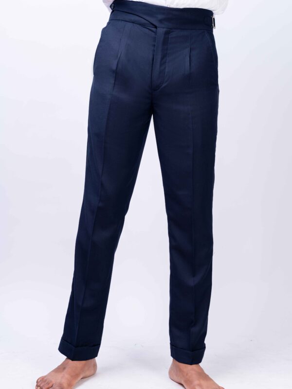 Navy-blue High-waist & Tuxedo Pants