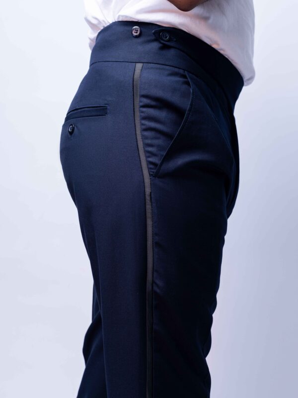 Navy-blue High-waist & Tuxedo Pants