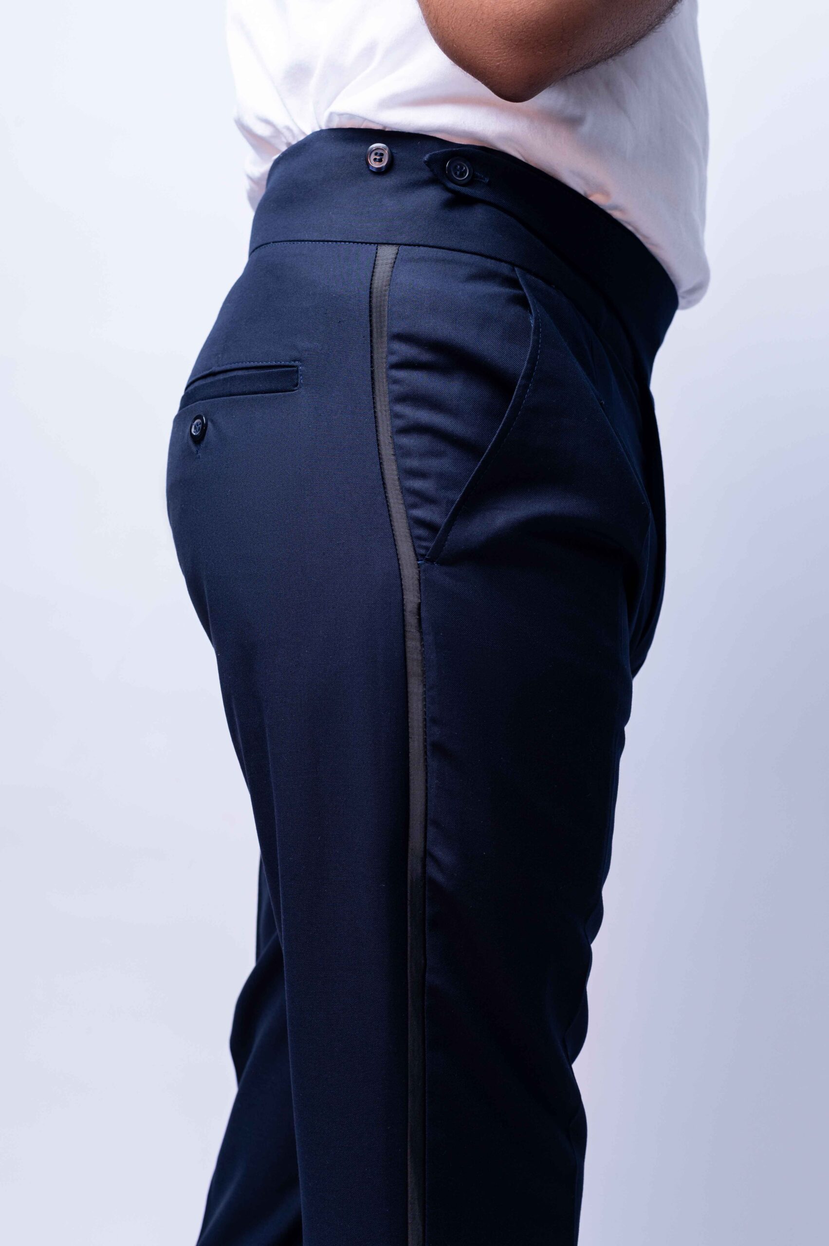 Navy-blue High-waist & Tuxedo Pants