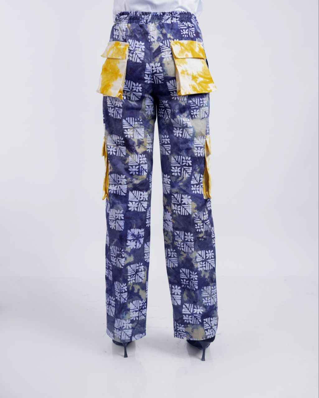 Navy blue Adire Cargo Pants