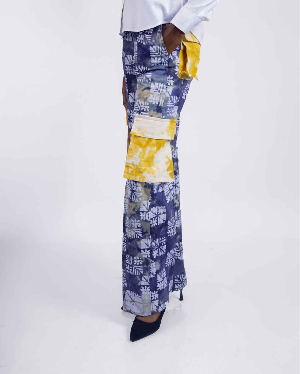 Navy blue Adire Cargo Pants