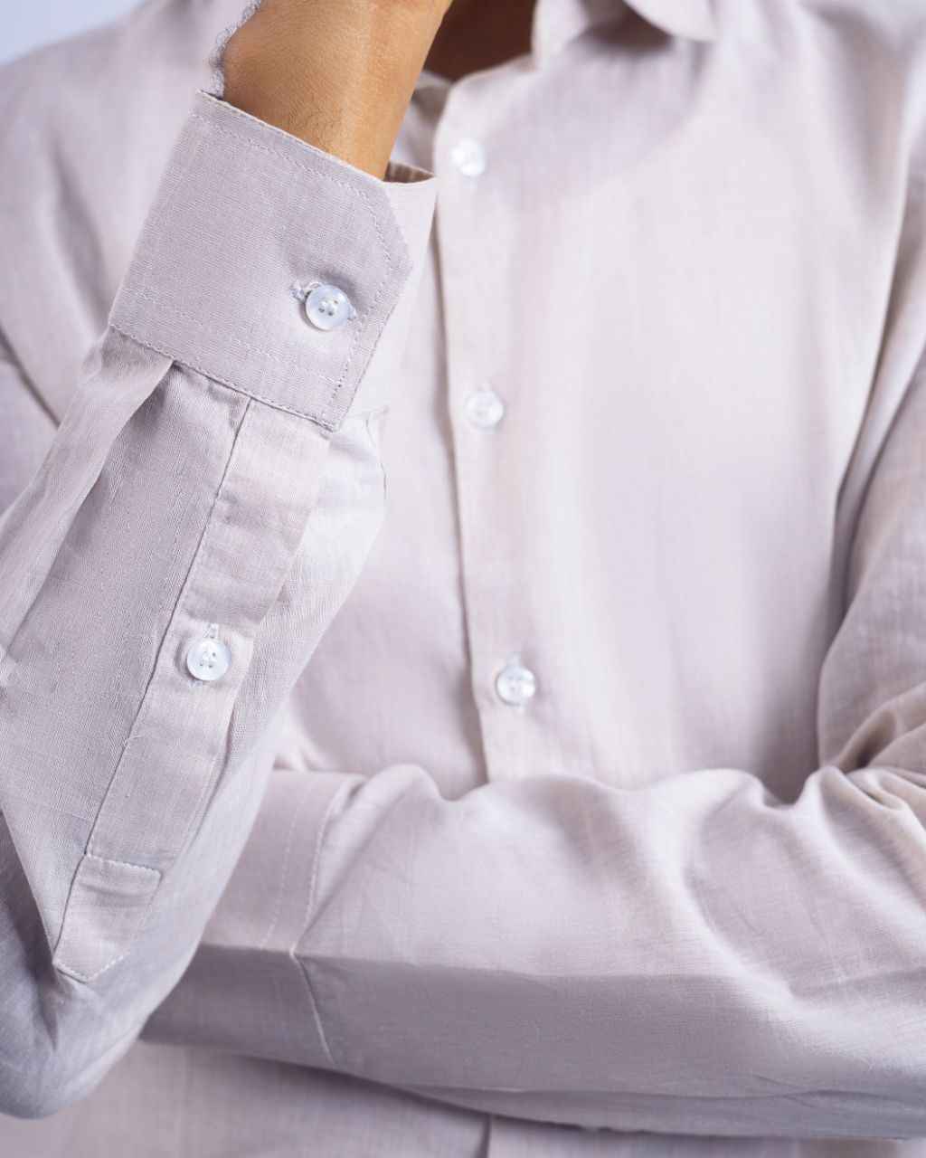 Beige Classic Collar Dress Shirt