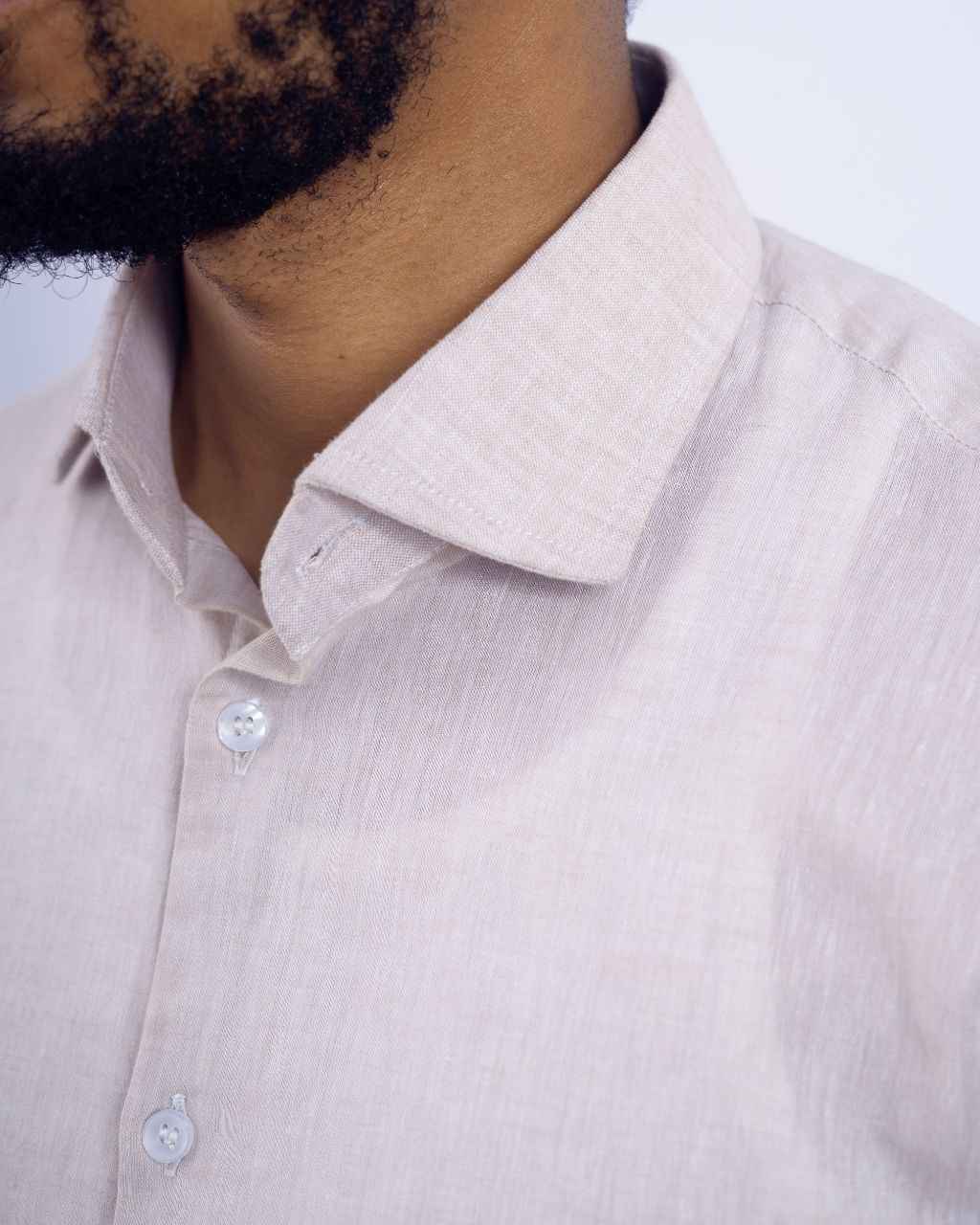 Beige Classic Collar Dress Shirt