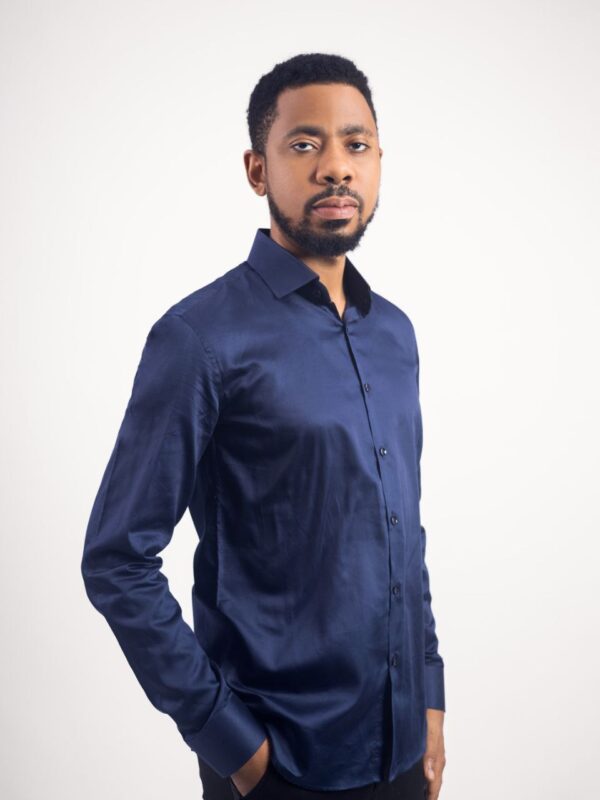 Navy-blue Classic Collar Dress Shirt