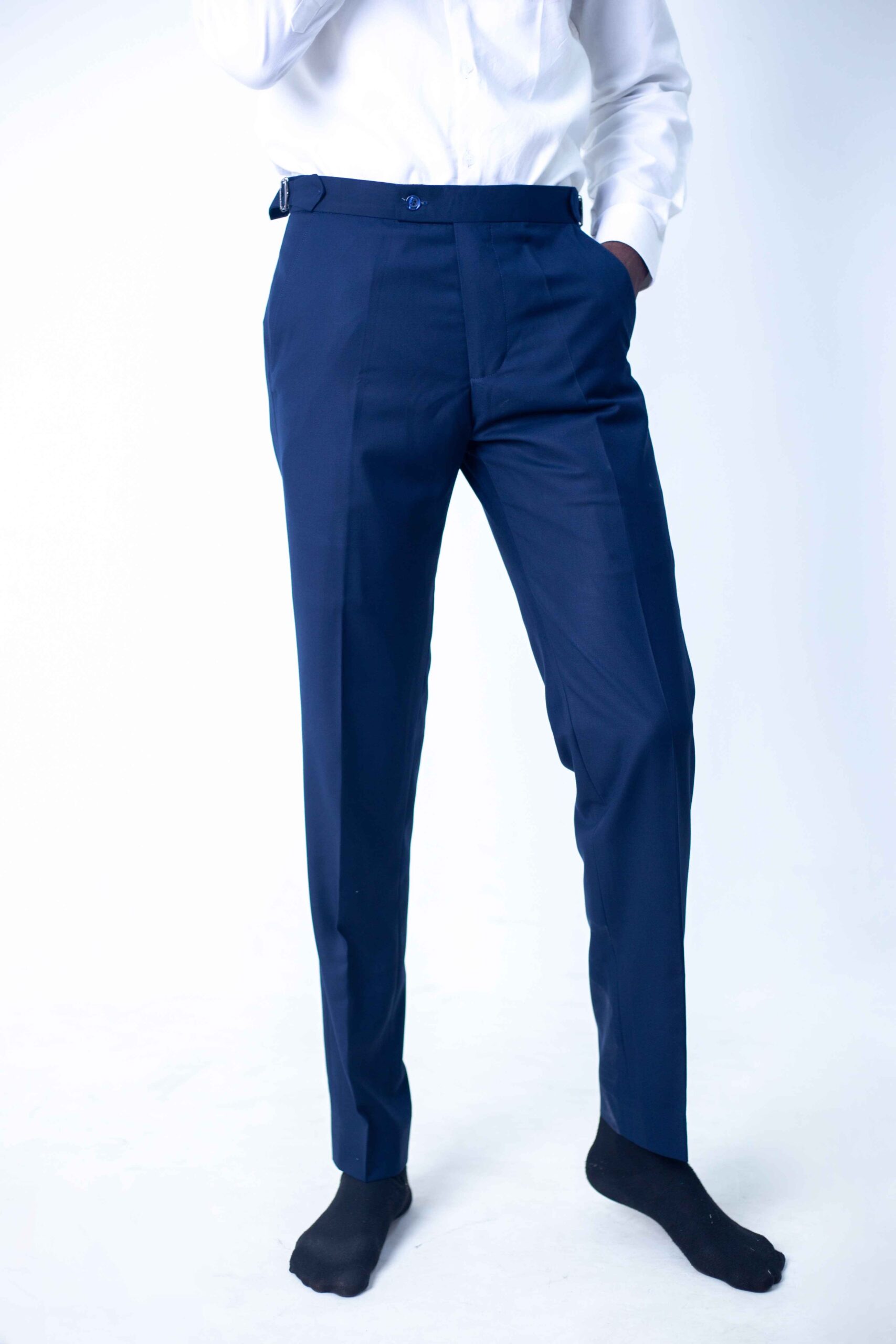Navy-blue belt strap pant