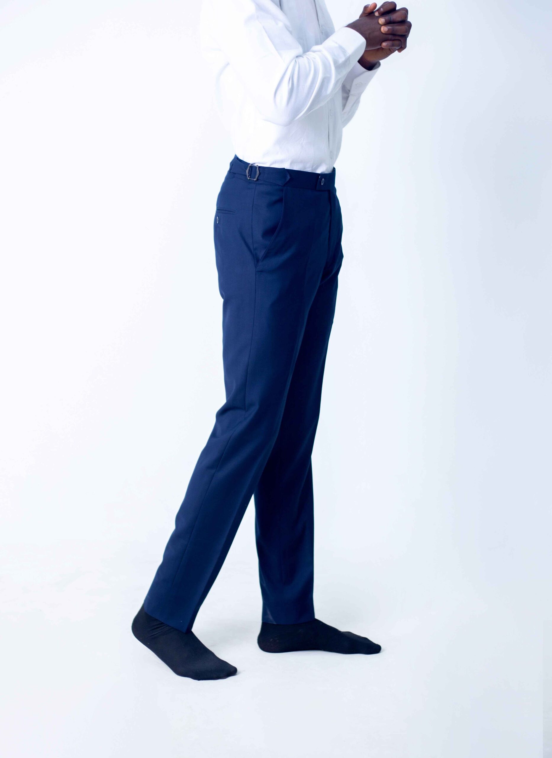 Navy-blue belt strap pant