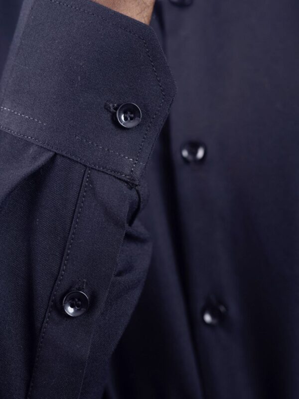 black band collar shirt