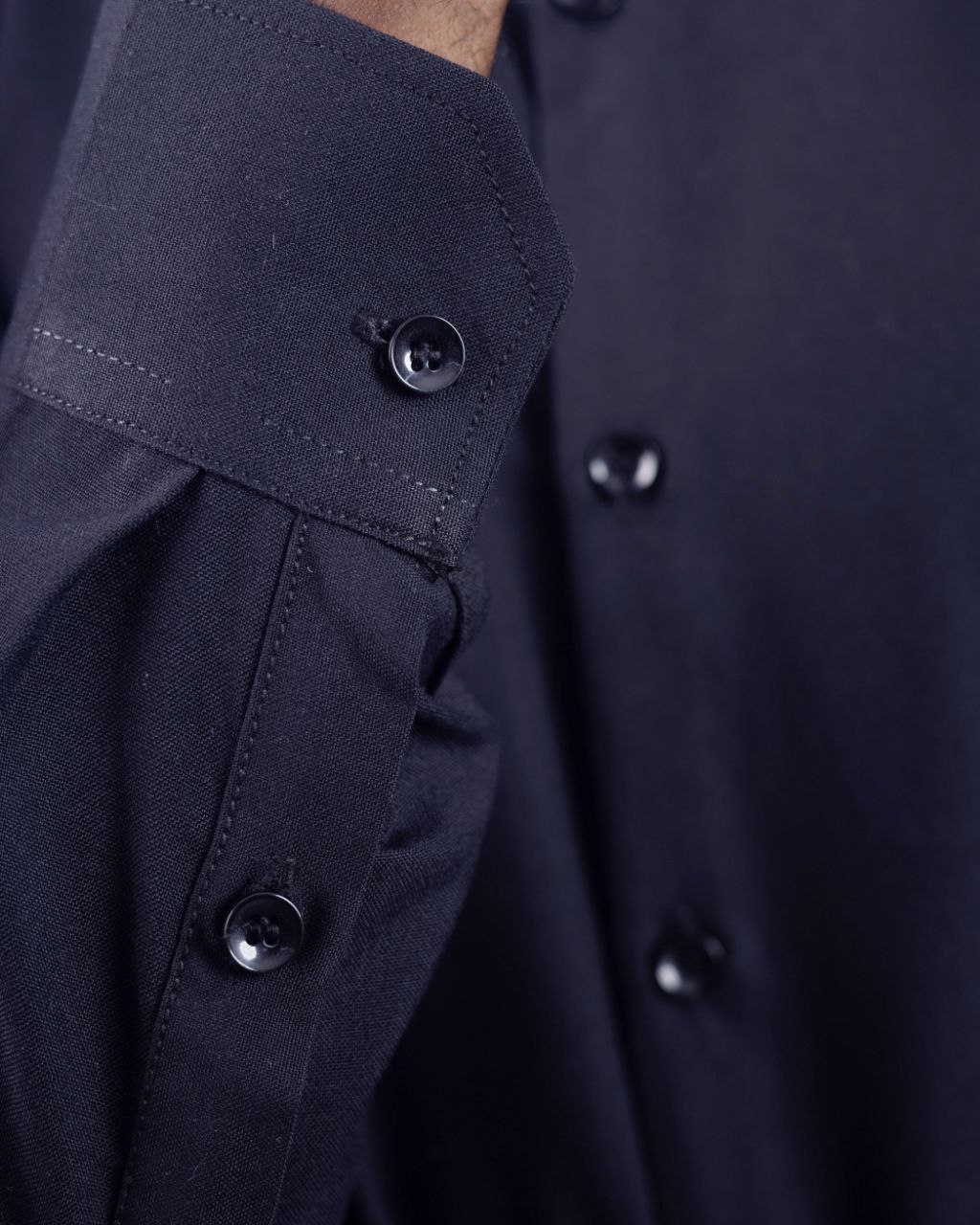 black band collar shirt