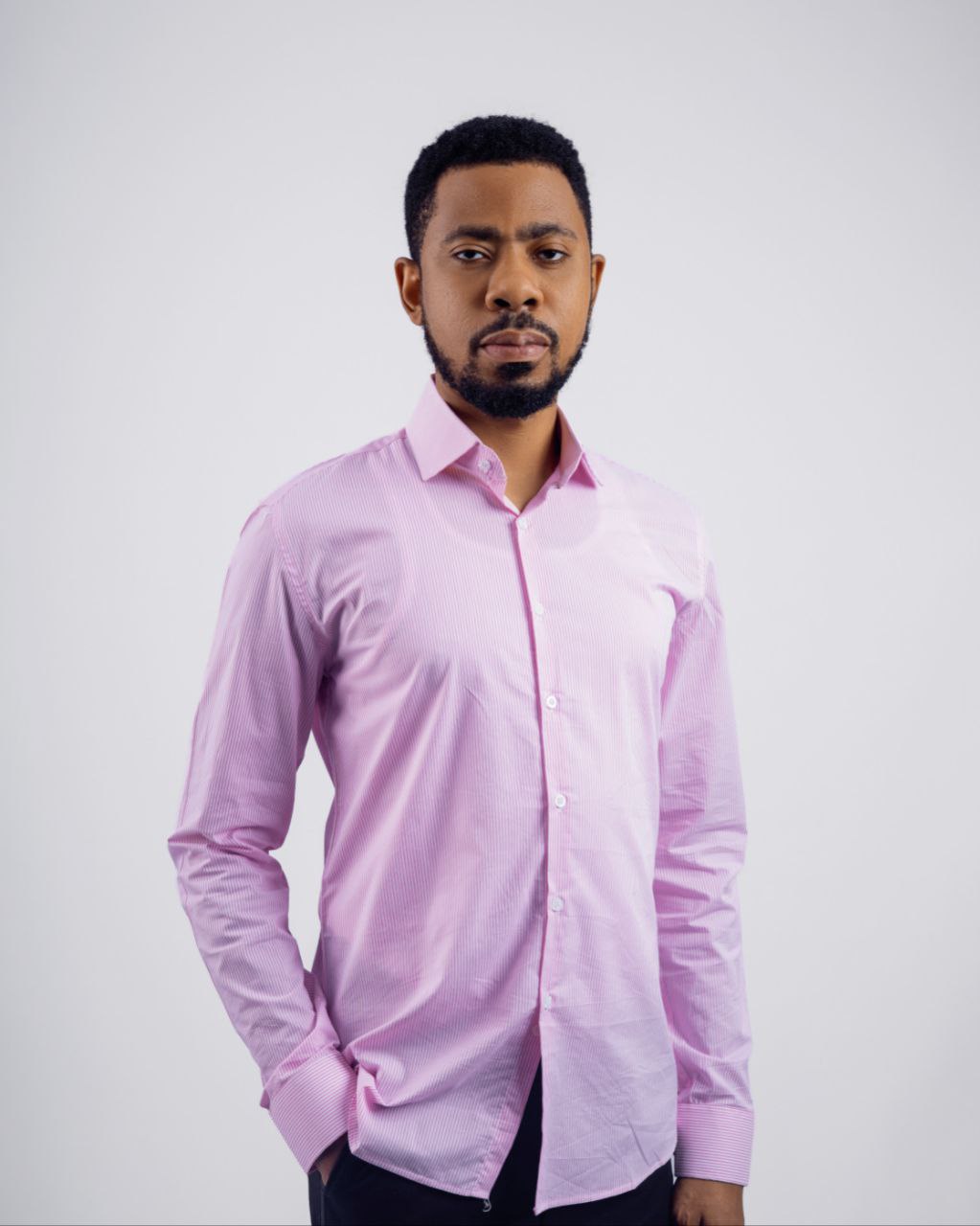 Pink Pinstripes Classic Collar Dress Shirt