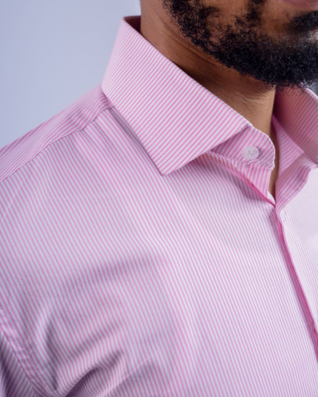 Pink Pinstripes Classic Collar Dress Shirt
