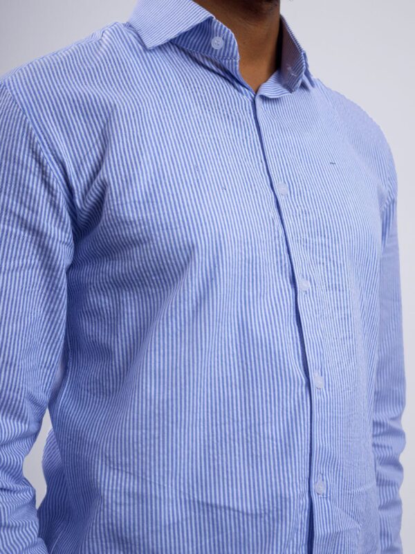 Sky-blue Pinstripe Classic Collar Shirt