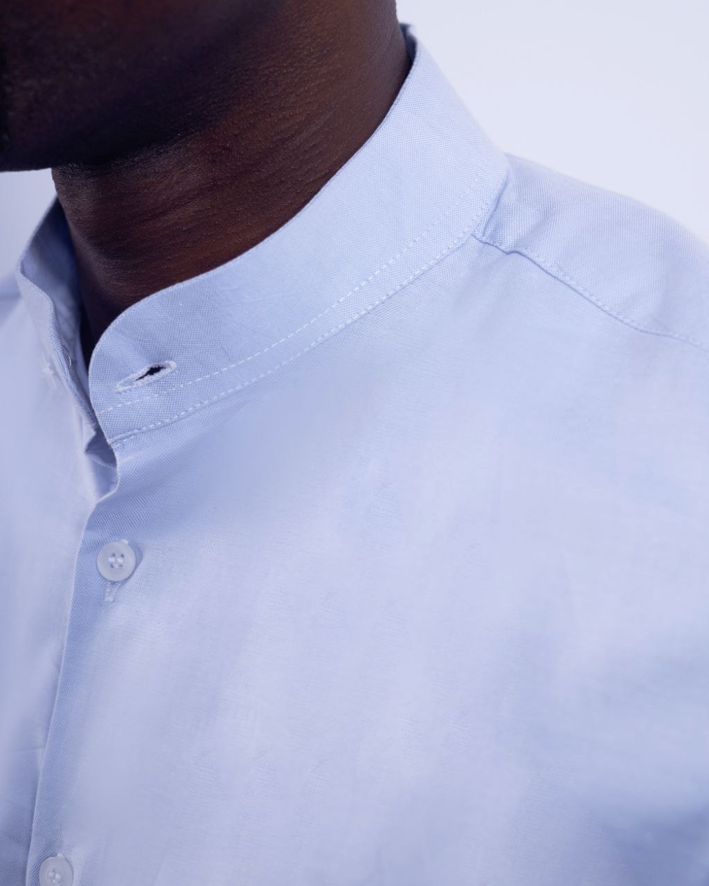 Sky-blue Band Collar Shirt