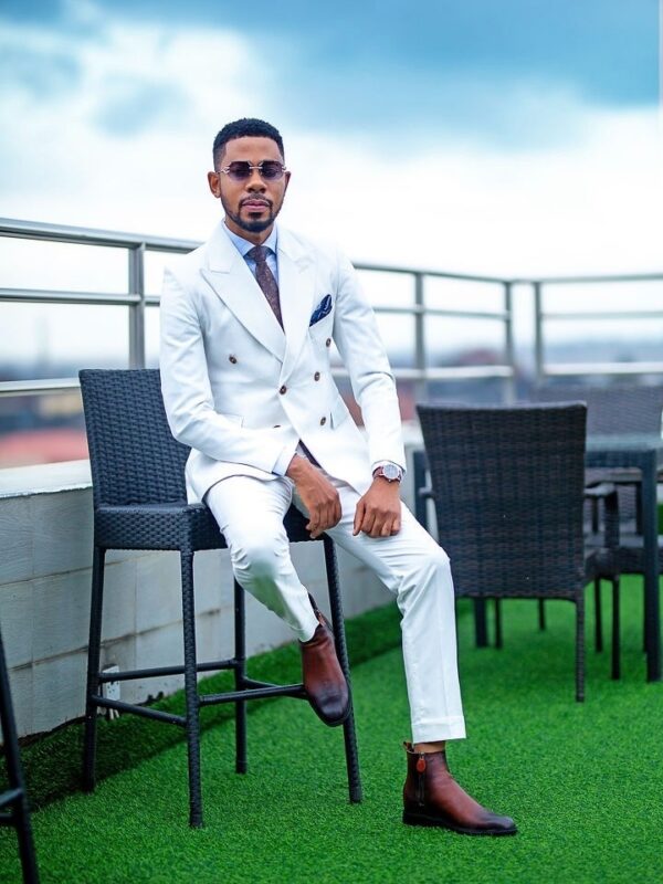 Double Breasted Off-White Suit