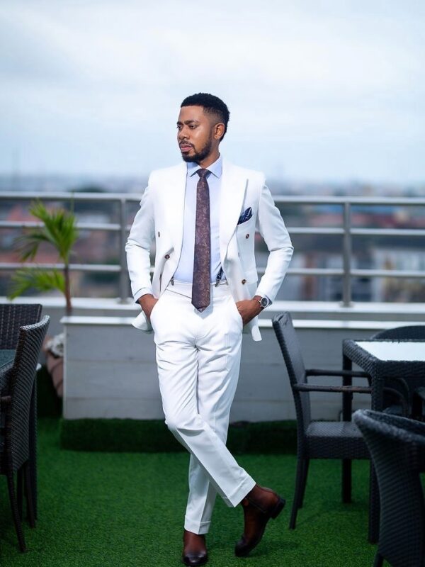 Double Breasted Off-White Suit