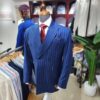 Double Breasted Stripe Suit - Navy- Blue